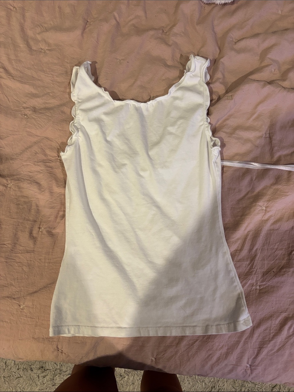 Brandy Melville White Ruffle Tie-Front Camisole - Picture 2 of 3